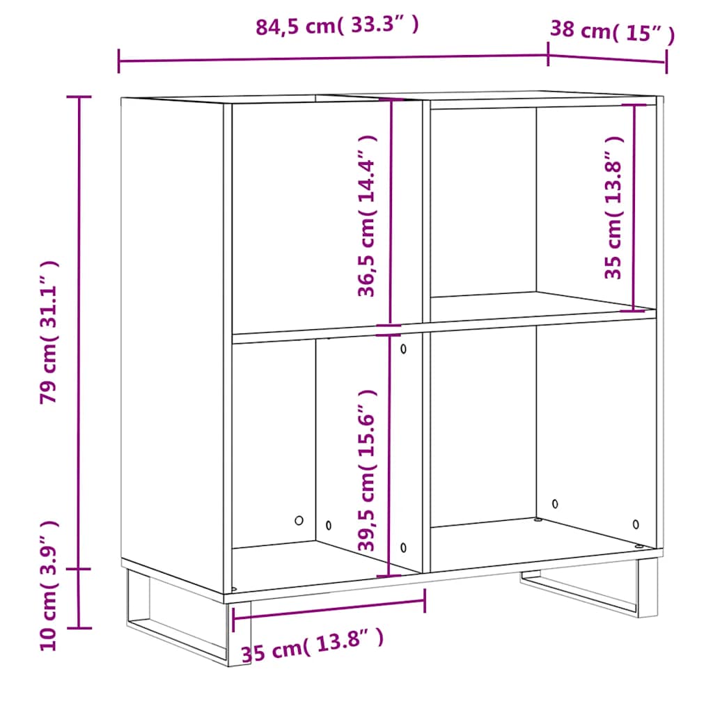 vidaXL Szafka na płyty, biała, 84,5x38x89 cm, materiał drewnopochodny