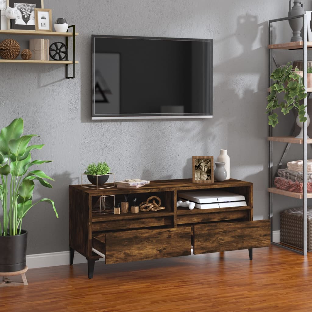 vidaXL Szafka pod TV, przydymiony dąb, 100x34,5x44,5 cm
