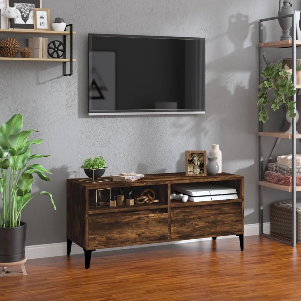 vidaXL Szafka pod TV, przydymiony dąb, 100x34,5x44,5 cm