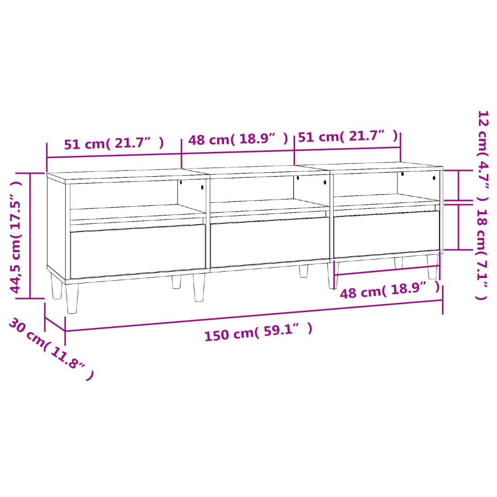 vidaXL Szafka pod TV, szarość betonu, 150x30x44,5 cm