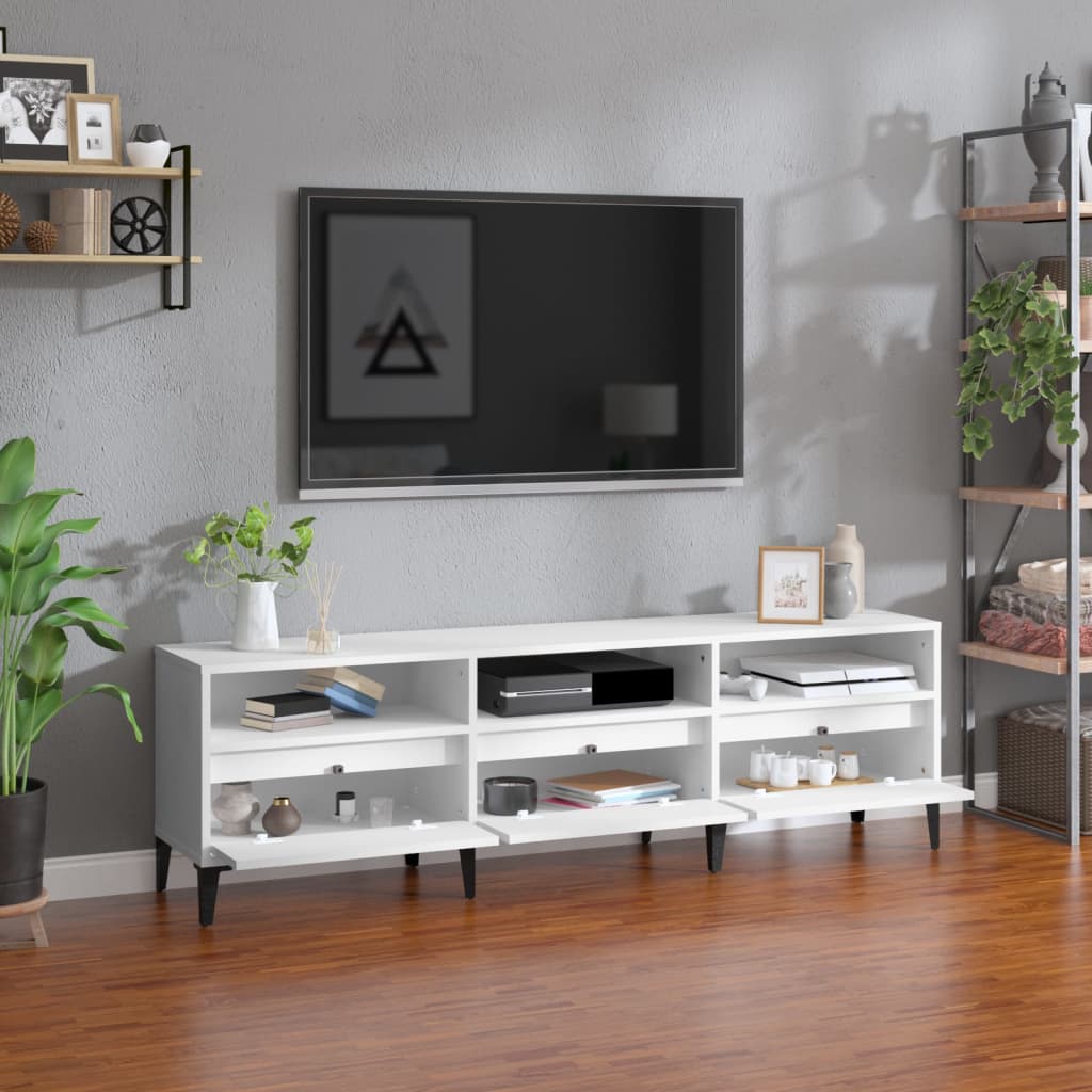 vidaXL Szafka pod TV, biała, 150x30x44,5 cm, materiał drewnopochodny