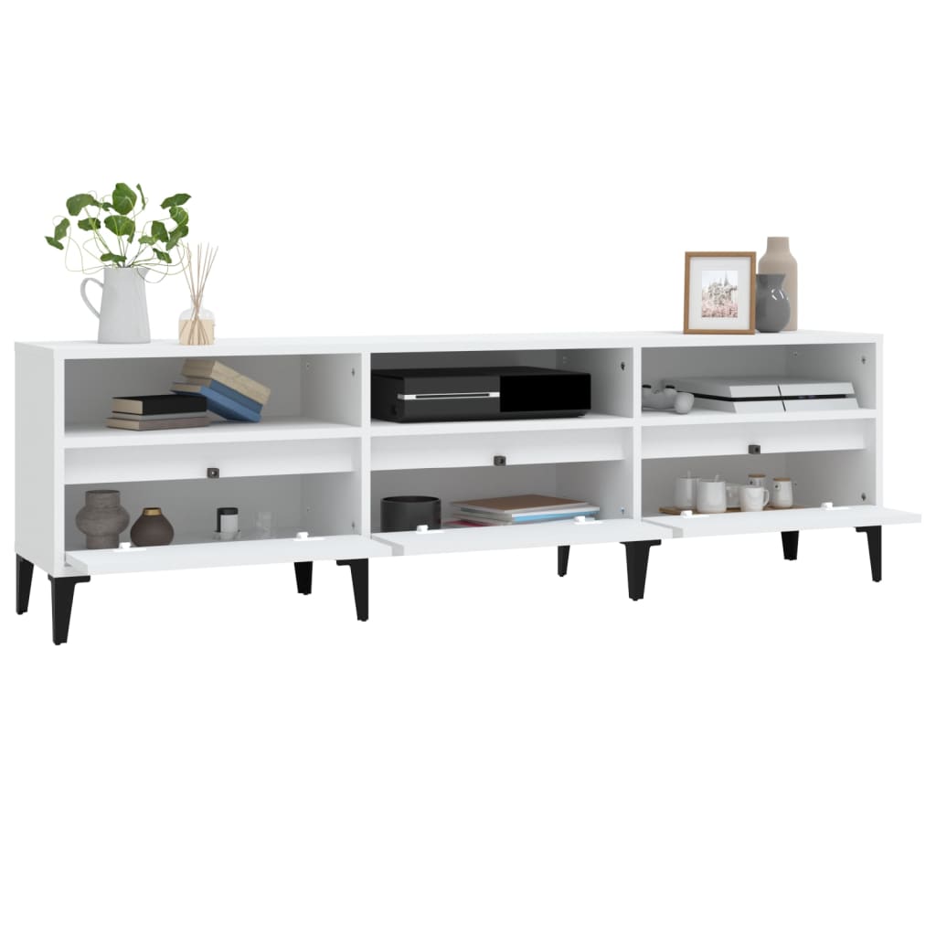 vidaXL Szafka pod TV, biała, 150x30x44,5 cm, materiał drewnopochodny
