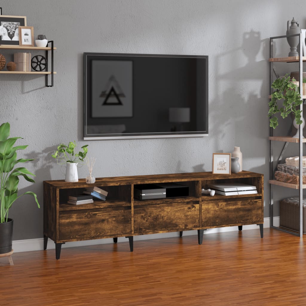 vidaXL Szafka pod TV, przydymiony dąb, 150x30x44,5 cm