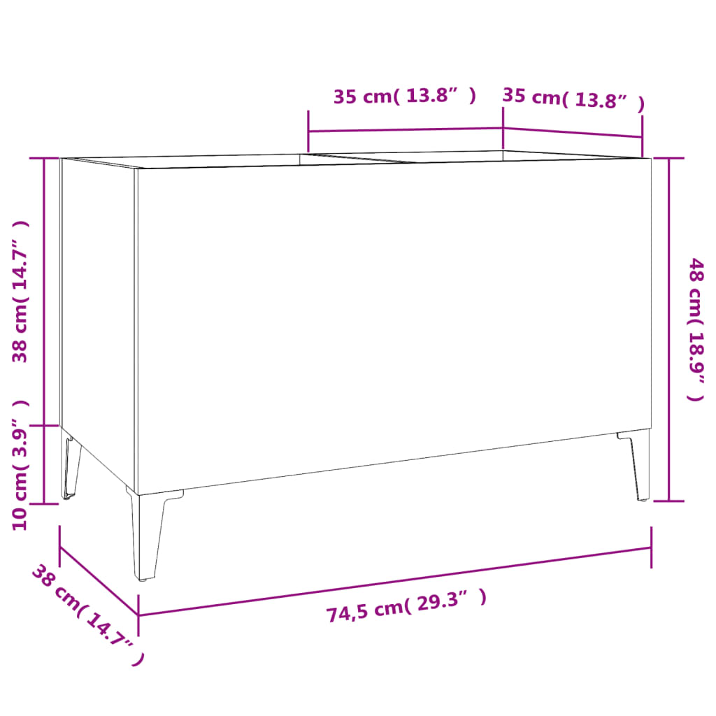 vidaXL Szafka na płyty, biała, 74,5x38x48 cm, materiał drewnopochodny
