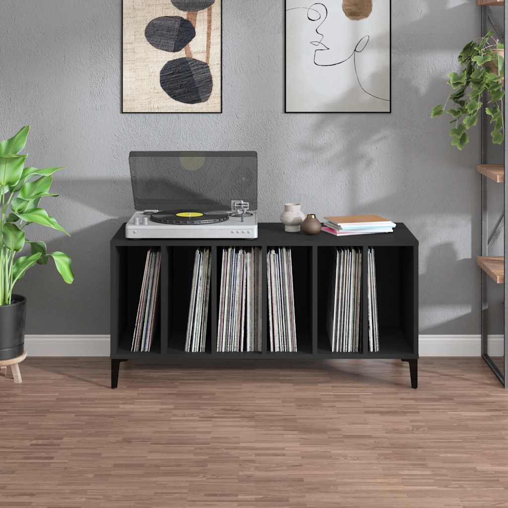 vidaXL Szafka na płyty, czarna, 100x38x48 cm, materiał drewnopochodny