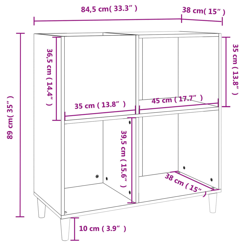 vidaXL Szafka na płyty, czarna, 84,5x38x89 cm, materiał drewnopochodny