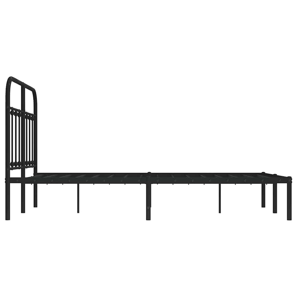 vidaXL Metalowa rama łóżka z wezgłowiem, czarna, 120x190 cm