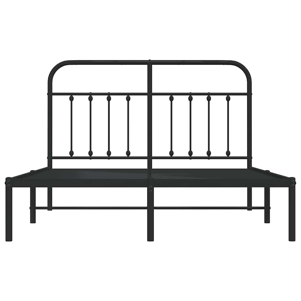 vidaXL Metalowa rama łóżka z wezgłowiem, czarna, 150x200 cm