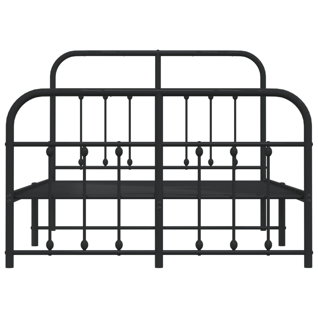 vidaXL Metalowa rama łóżka z wezgłowiem i zanóżkiem, czarna, 120x190cm