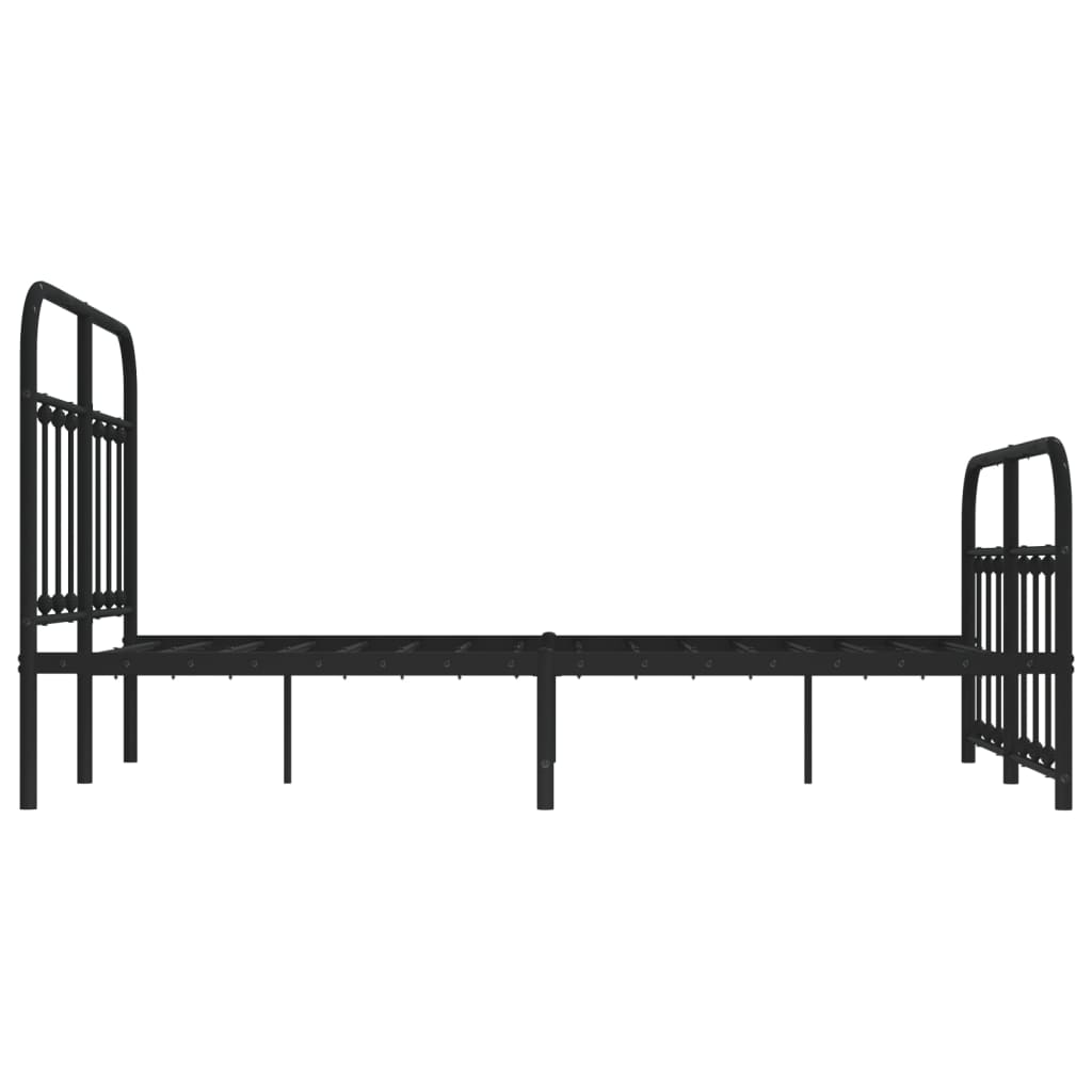 vidaXL Metalowa rama łóżka z wezgłowiem i zanóżkiem, czarna, 120x200cm