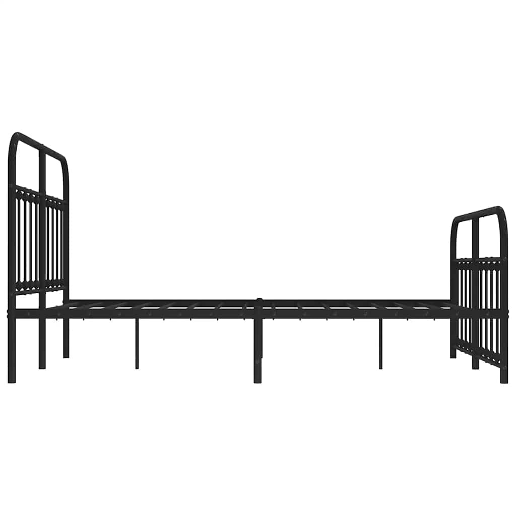 vidaXL Metalowa rama łóżka z wezgłowiem i zanóżkiem, czarna, 150x200cm