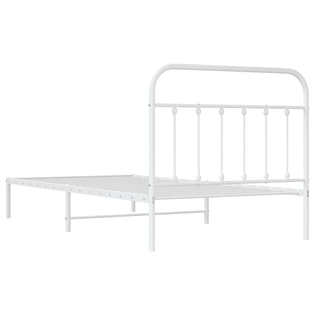 vidaXL Metalowa rama łóżka z wezgłowiem, biała, 100x200 cm