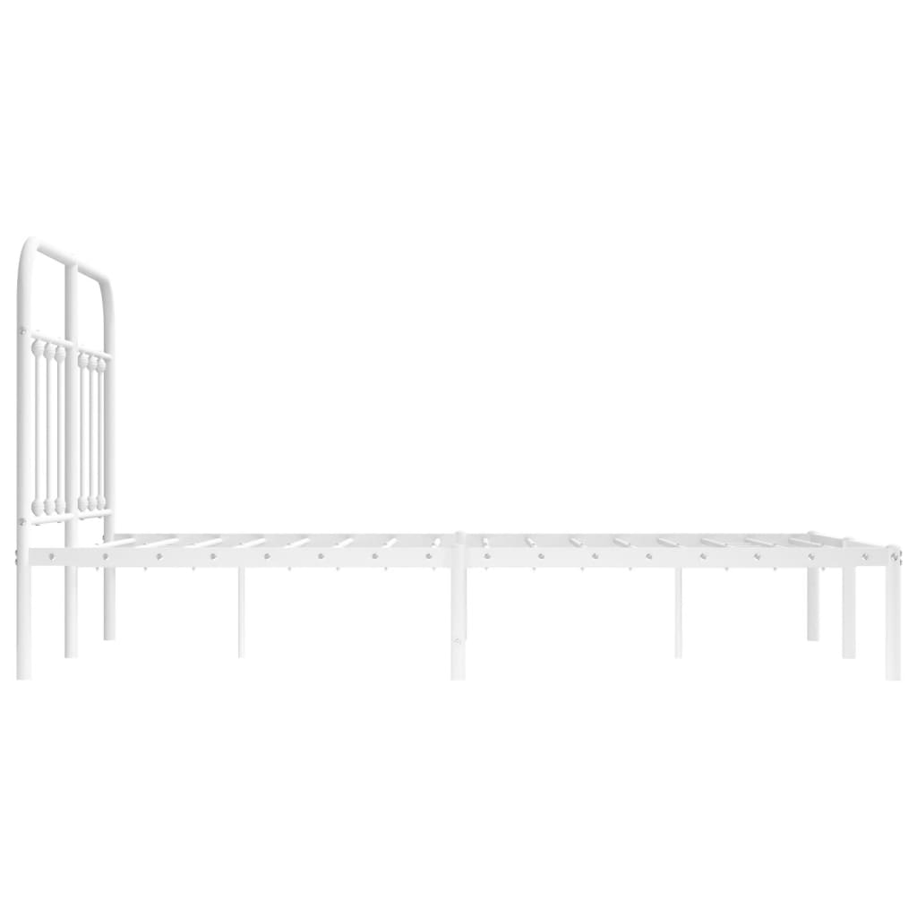 vidaXL Metalowa rama łóżka z wezgłowiem, biała, 120x200 cm