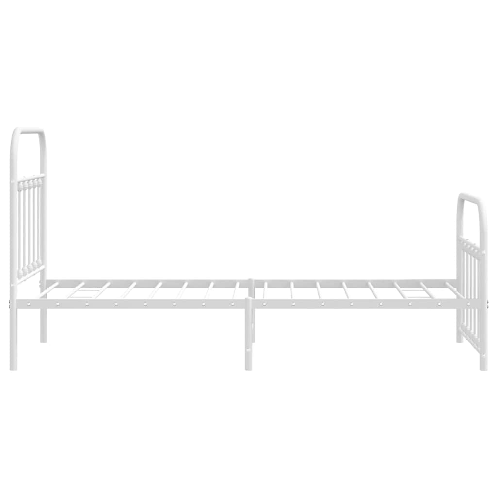vidaXL Metalowa rama łóżka z wezgłowiem i zanóżkiem, biała, 90x200 cm