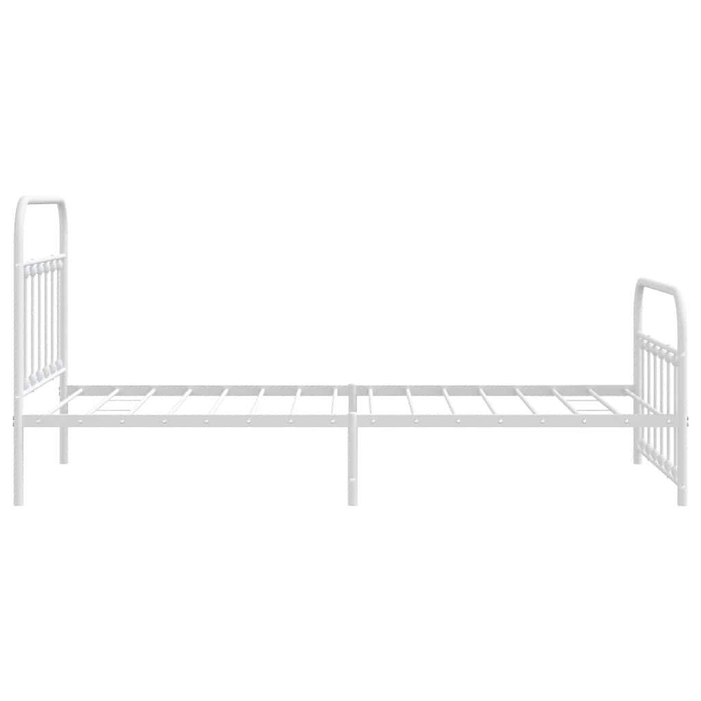 vidaXL Metalowa rama łóżka z wezgłowiem i zanóżkiem, biała, 107x203 cm