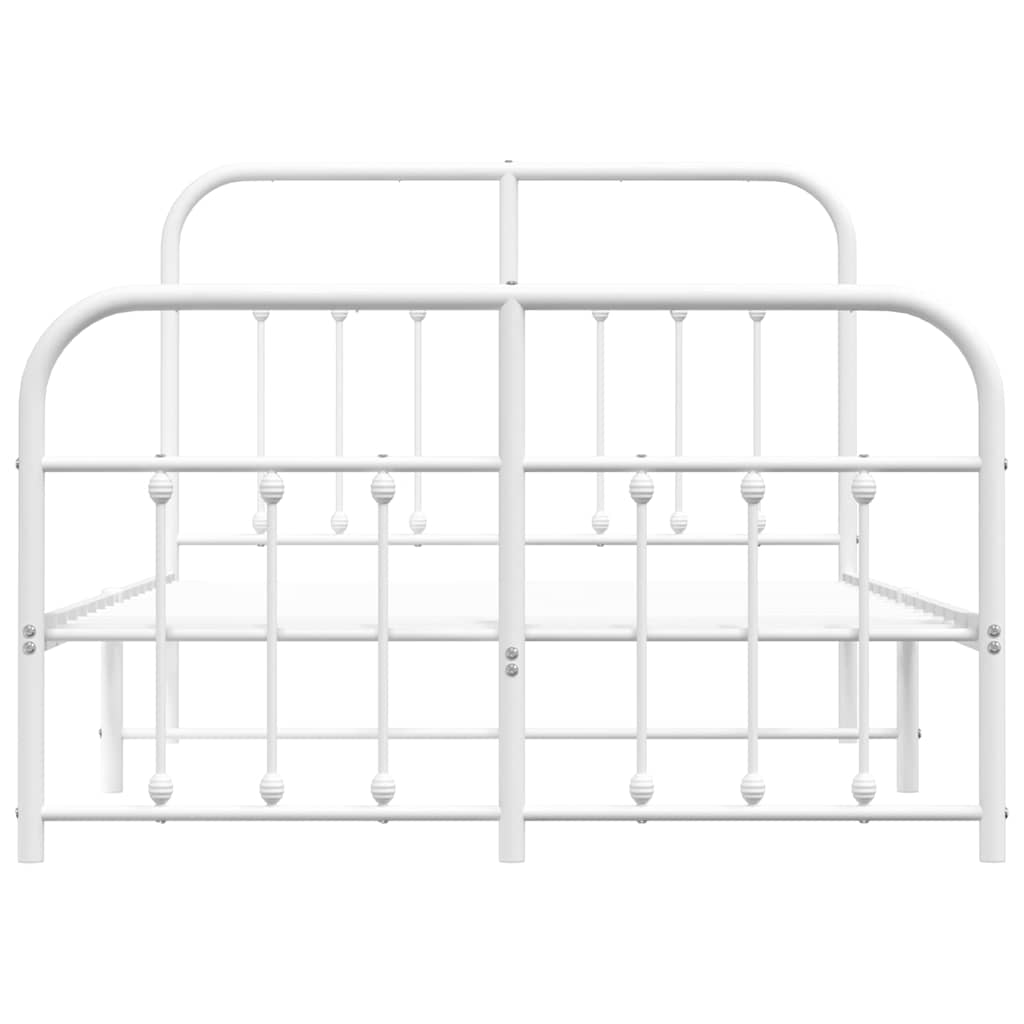 vidaXL Metalowa rama łóżka z wezgłowiem i zanóżkiem, biała, 120x190 cm