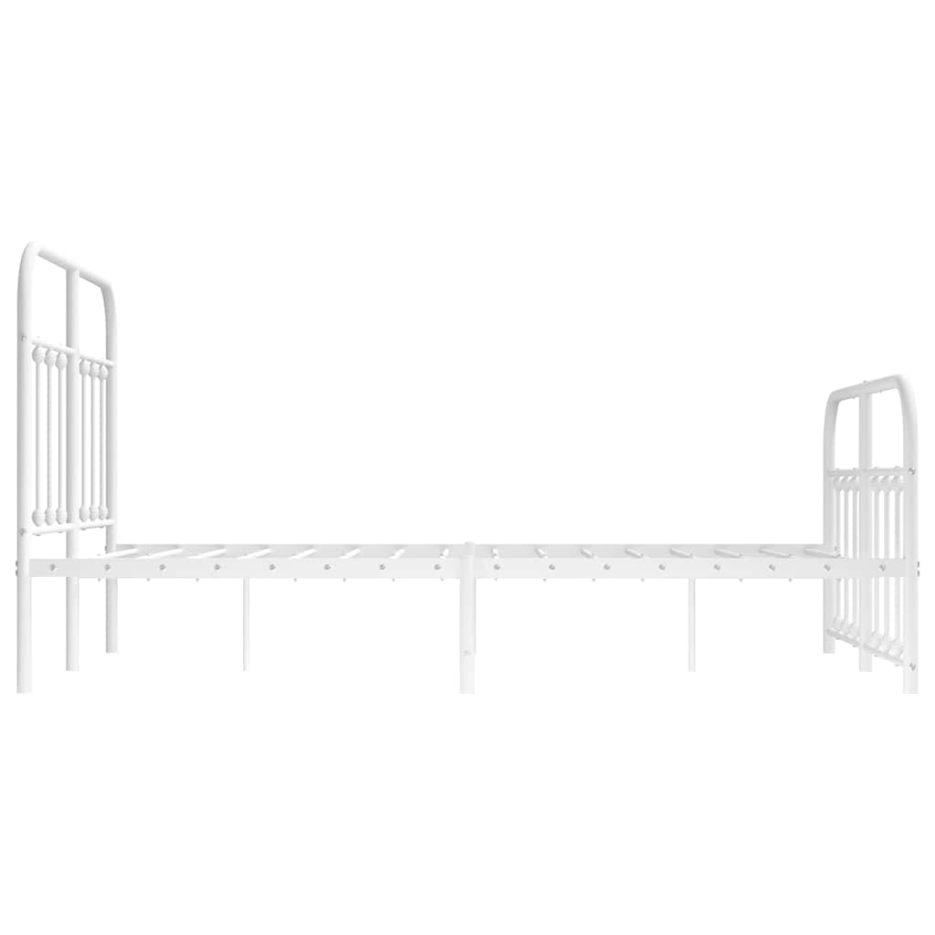 vidaXL Metalowa rama łóżka z wezgłowiem i zanóżkiem, biała, 120x190 cm