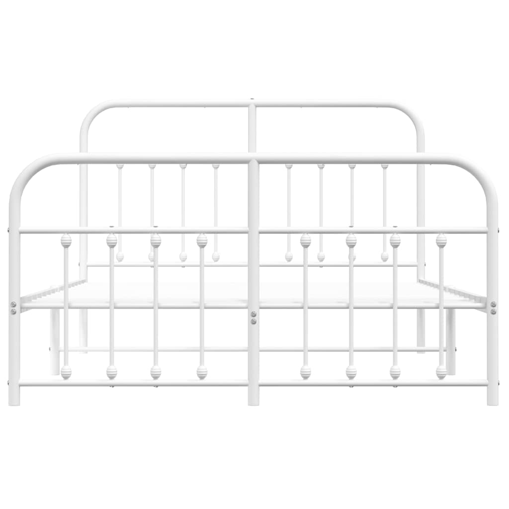 vidaXL Metalowa rama łóżka z wezgłowiem i zanóżkiem, biała, 140x190 cm