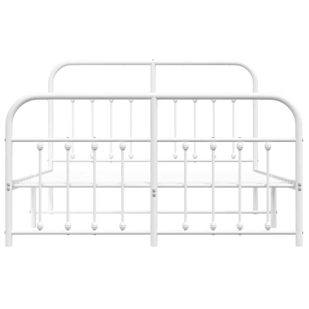 vidaXL Metalowa rama łóżka z wezgłowiem i zanóżkiem, biała, 140x200 cm