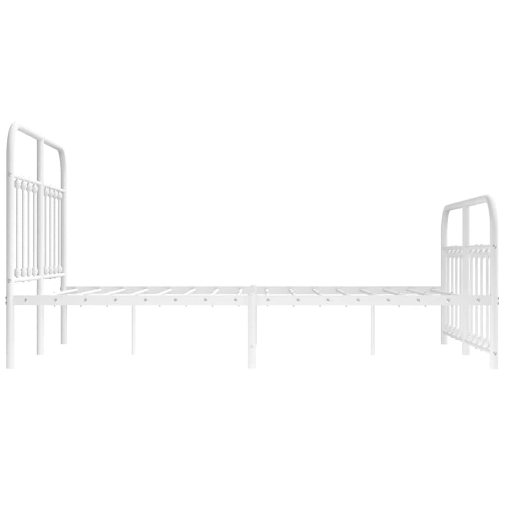 vidaXL Metalowa rama łóżka z wezgłowiem i zanóżkiem, biała, 140x200 cm