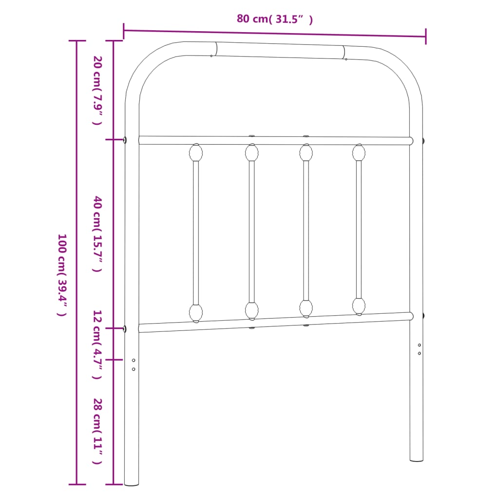 vidaXL Metalowe wymienne wezgłowie, białe, 75 cm