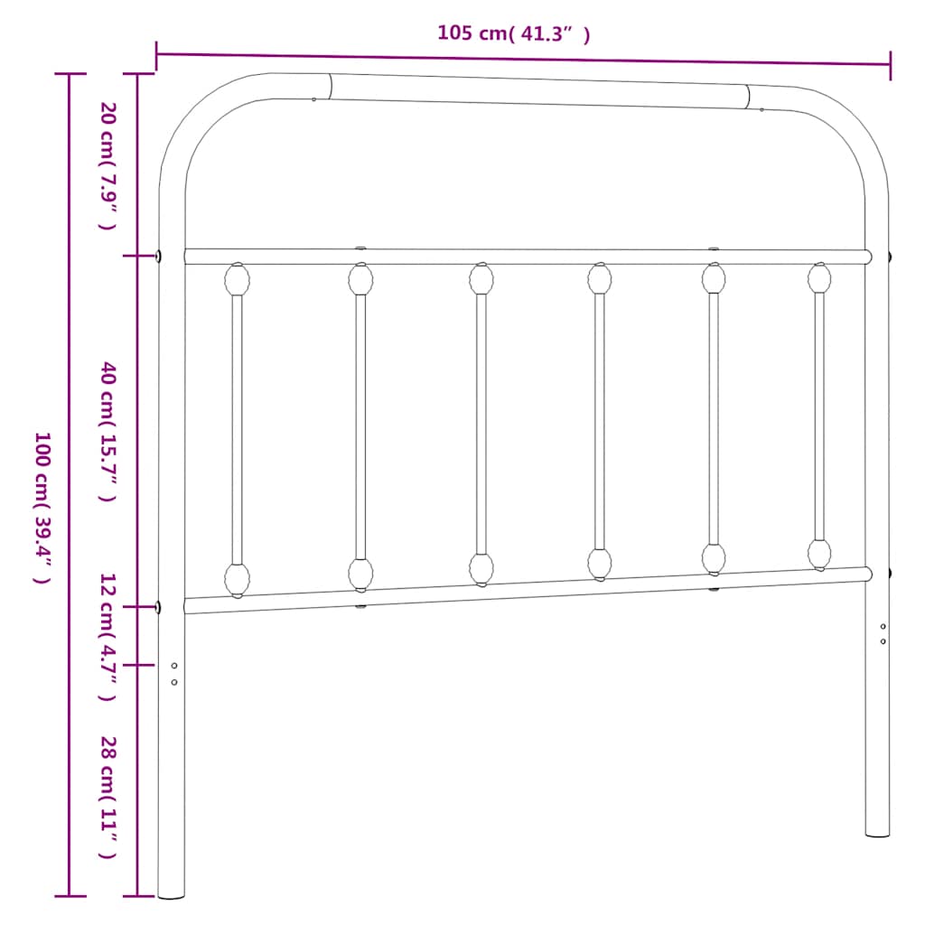 vidaXL Metalowe wymienne wezgłowie, białe, 100 cm