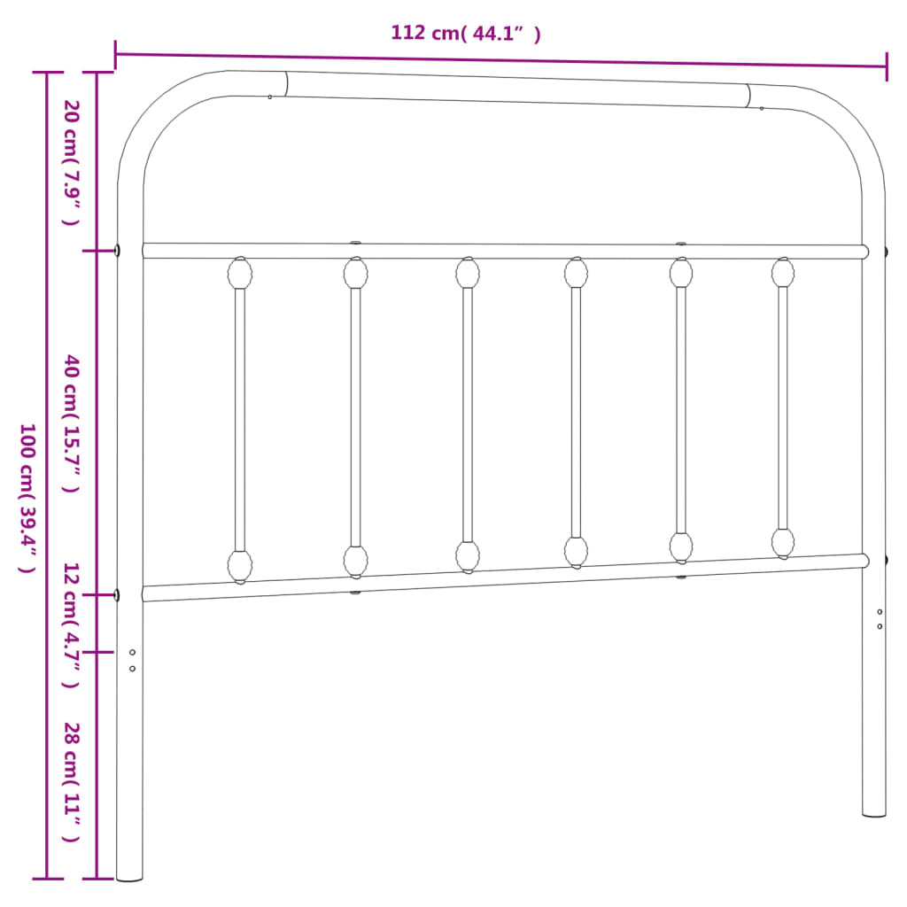 vidaXL Metalowe wymienne wezgłowie, białe, 107 cm