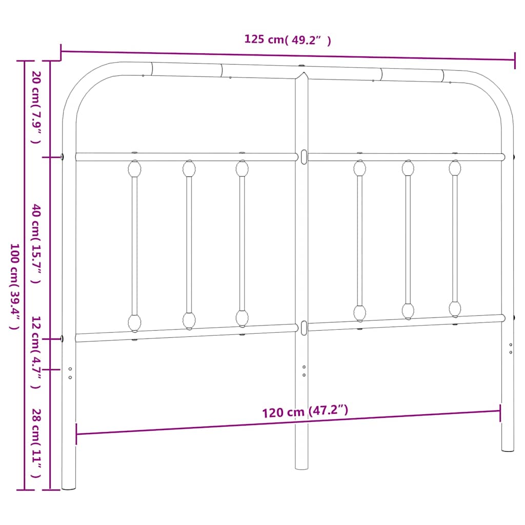 vidaXL Metalowe wymienne wezgłowie, białe, 120 cm