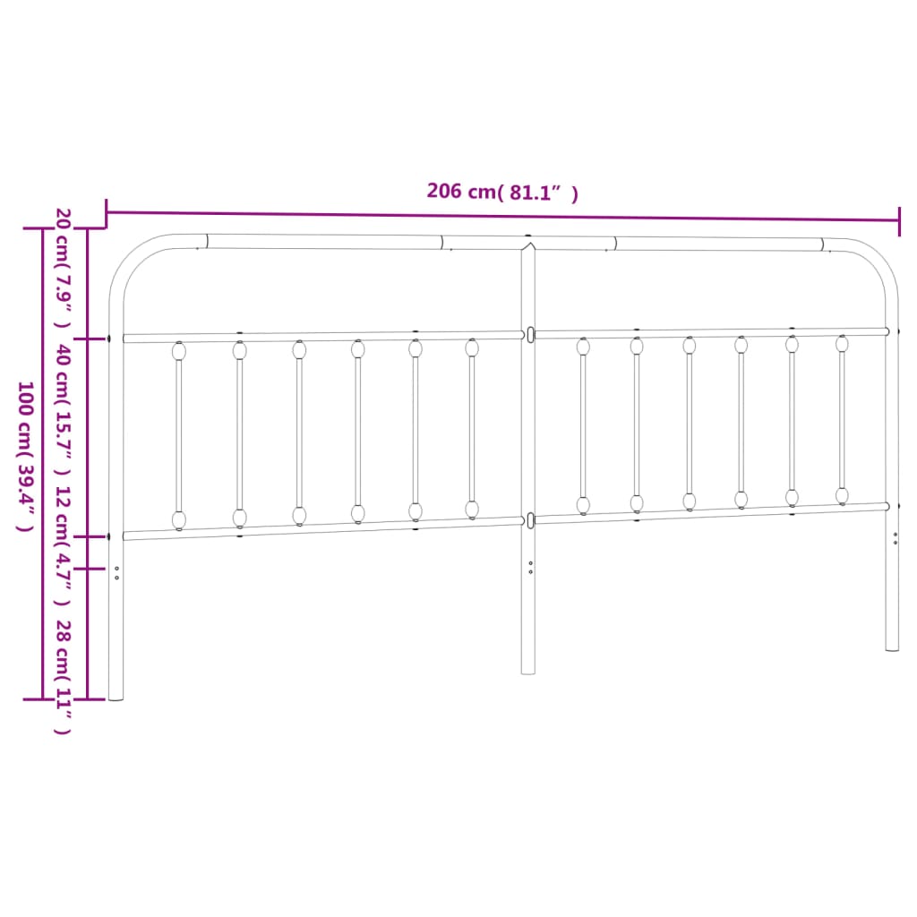vidaXL Metalowe wymienne wezgłowie, białe, 200 cm