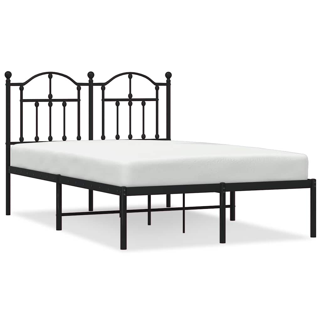 vidaXL Metalowa rama łóżka z wezgłowiem, czarna, 120x200 cm