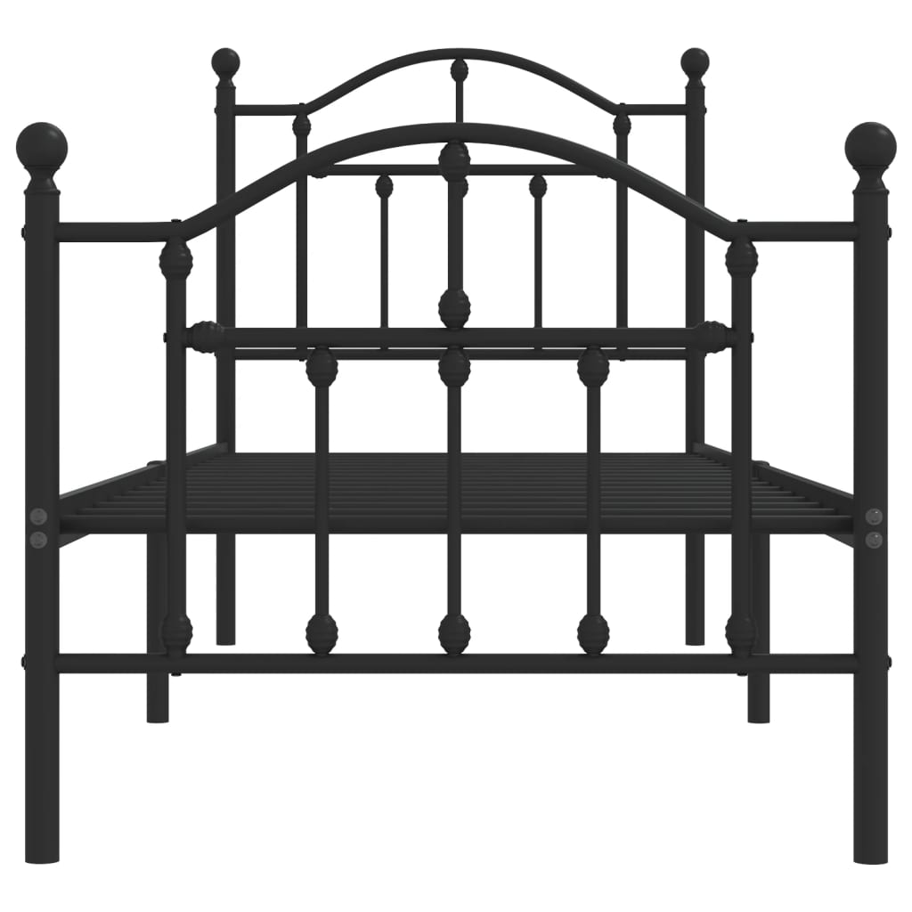 vidaXL Metalowa rama łóżka z wezgłowiem i zanóżkiem, czarna, 75x190 cm