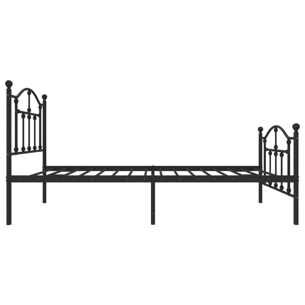 vidaXL Metalowa rama łóżka z wezgłowiem i zanóżkiem, czarna, 75x190 cm