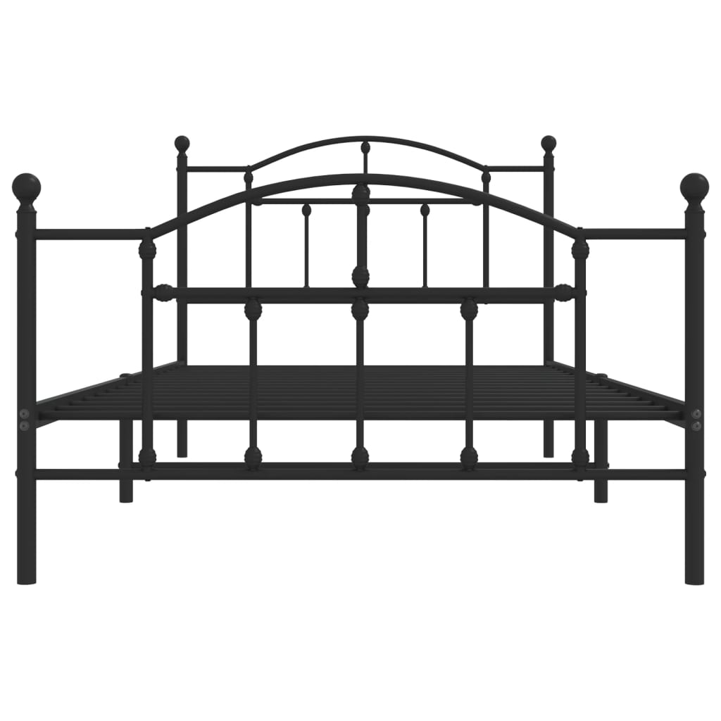 vidaXL Metalowa rama łóżka z wezgłowiem i zanóżkiem, czarna, 107x203cm