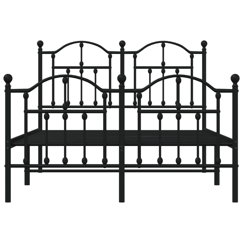 vidaXL Metalowa rama łóżka z wezgłowiem i zanóżkiem, czarna, 120x190cm
