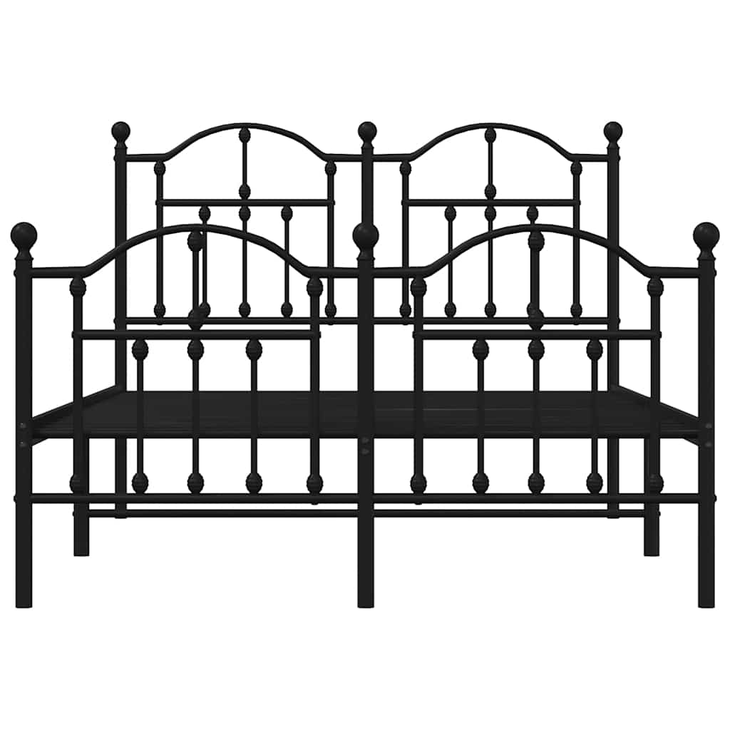 vidaXL Metalowa rama łóżka z wezgłowiem i zanóżkiem, czarna, 120x200cm