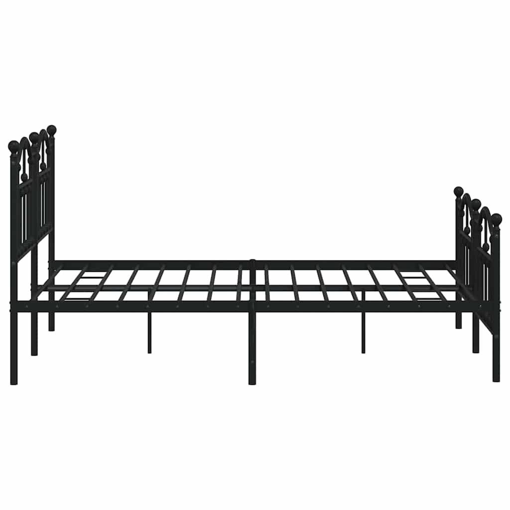vidaXL Metalowa rama łóżka z wezgłowiem i zanóżkiem, czarna, 135x190cm