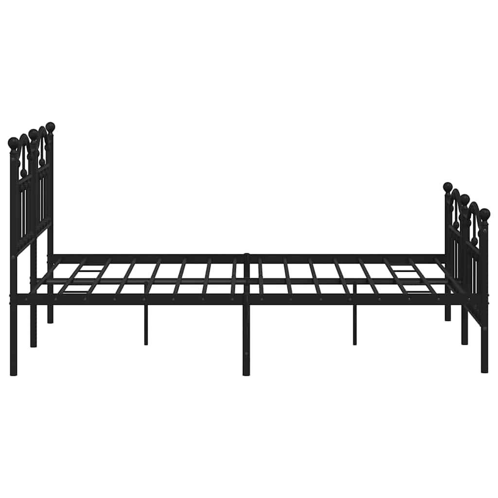 vidaXL Metalowa rama łóżka z wezgłowiem i zanóżkiem, czarna, 150x200cm
