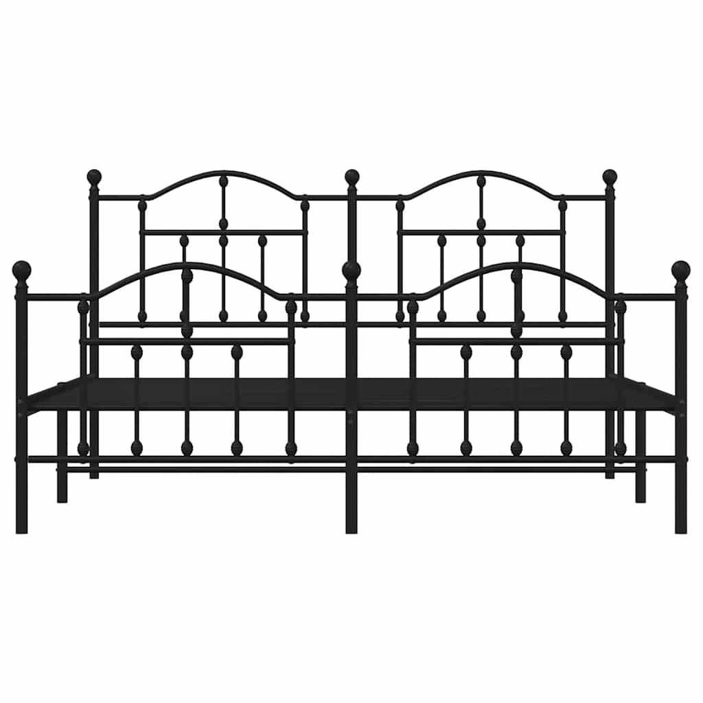 vidaXL Metalowa rama łóżka z wezgłowiem i zanóżkiem, czarna, 183x213cm