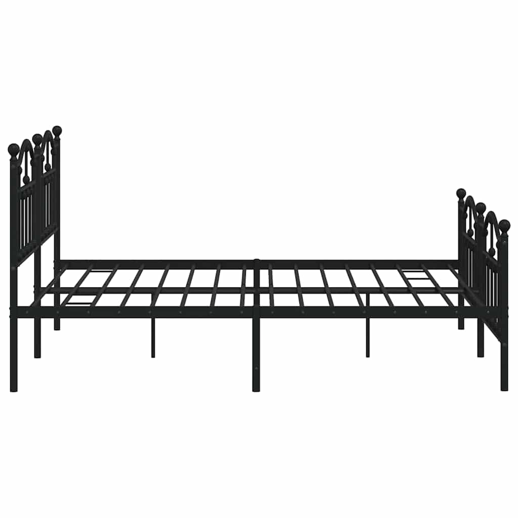 vidaXL Metalowa rama łóżka z wezgłowiem i zanóżkiem, czarna, 183x213cm