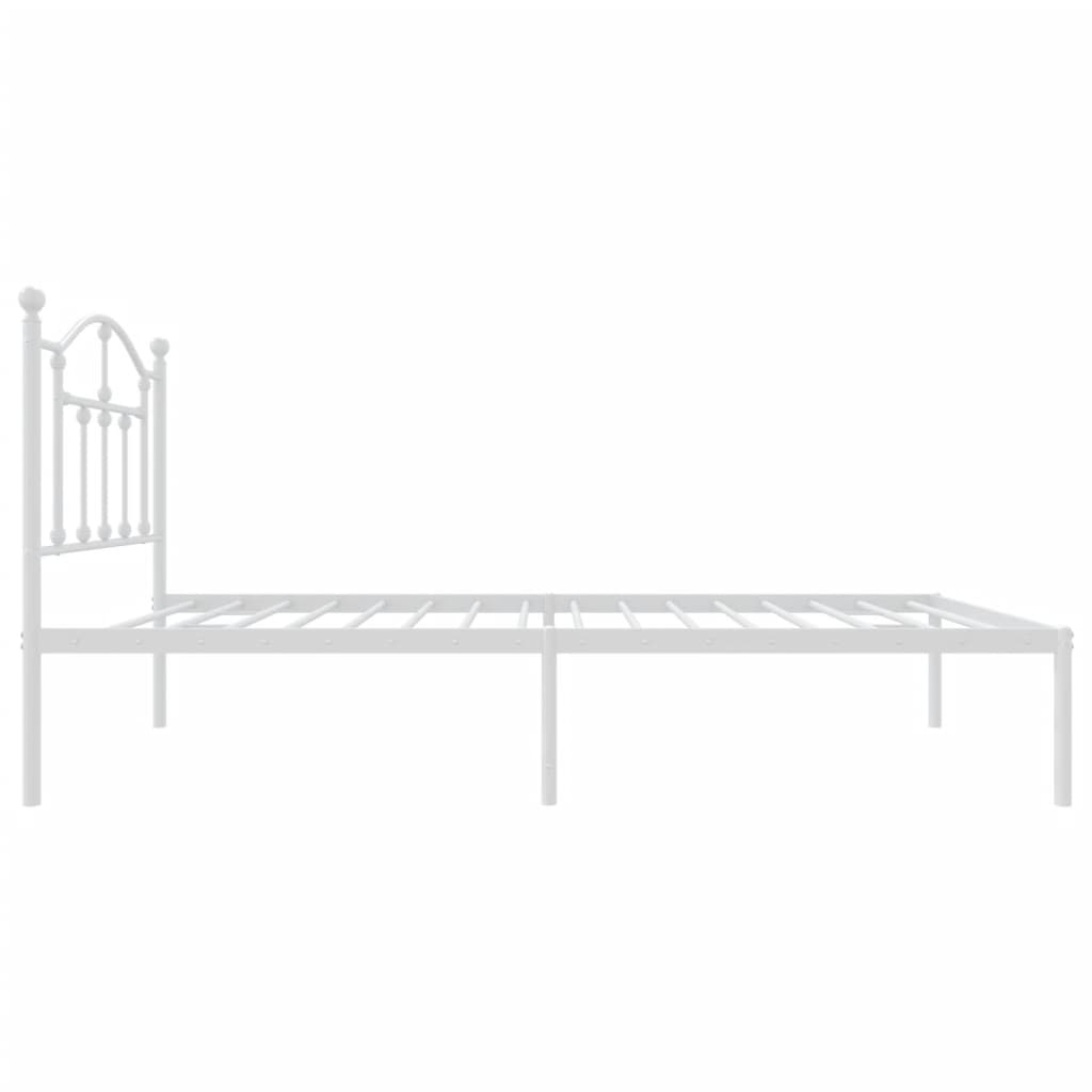 vidaXL Metalowe łóżko z wezgłowiem, bez materaca, białe, 75x190 cm