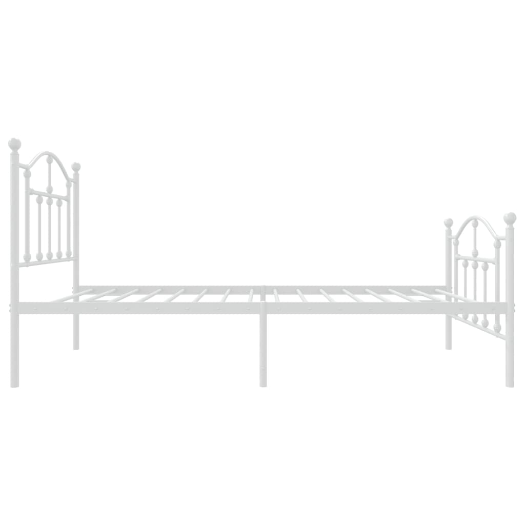 vidaXL Metalowa rama łóżka z wezgłowiem i zanóżkiem, biała, 75x190 cm