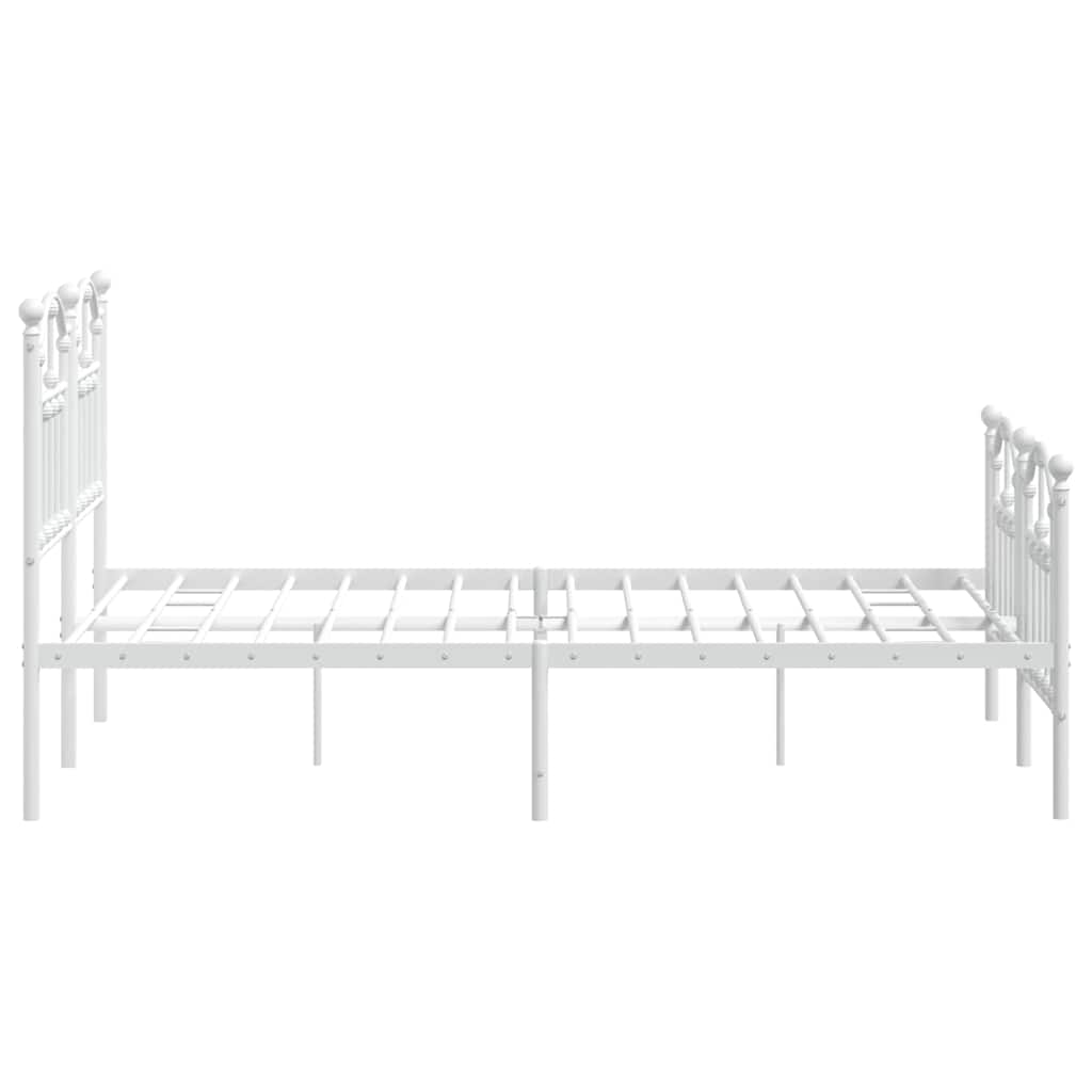 vidaXL Metalowa rama łóżka z wezgłowiem i zanóżkiem, biała, 120x190 cm