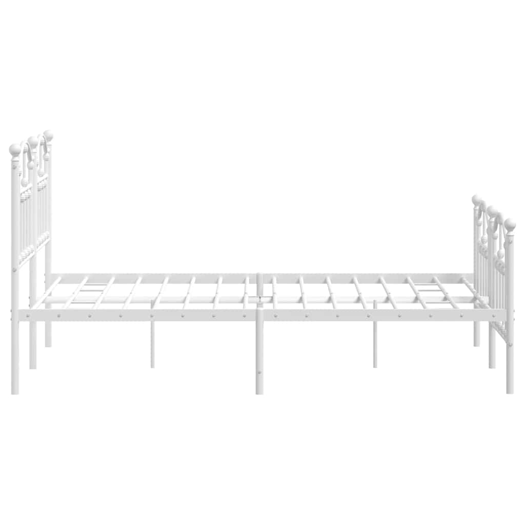 vidaXL Metalowa rama łóżka z wezgłowiem i zanóżkiem, biała, 120x200 cm