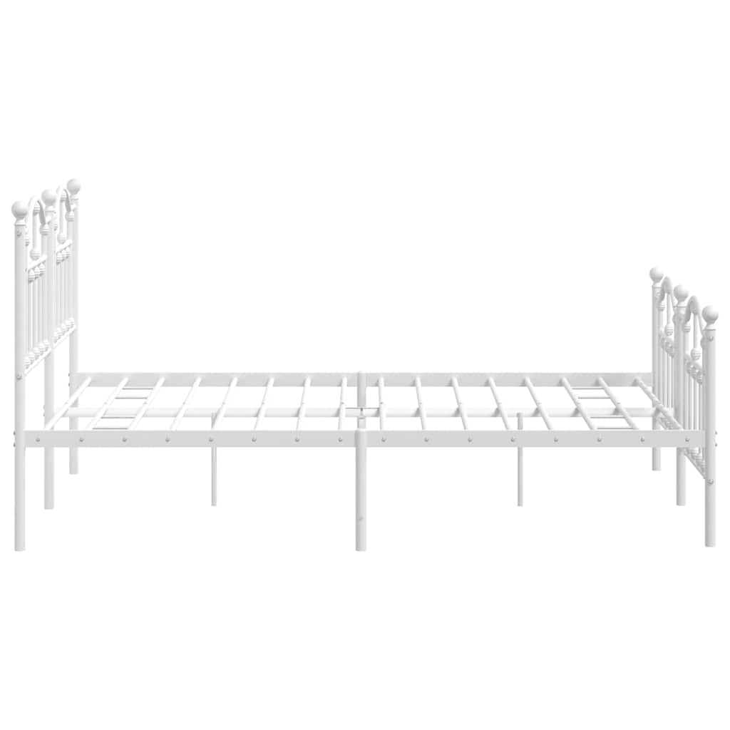 vidaXL Metalowa rama łóżka z wezgłowiem i zanóżkiem, biała, 140x190 cm