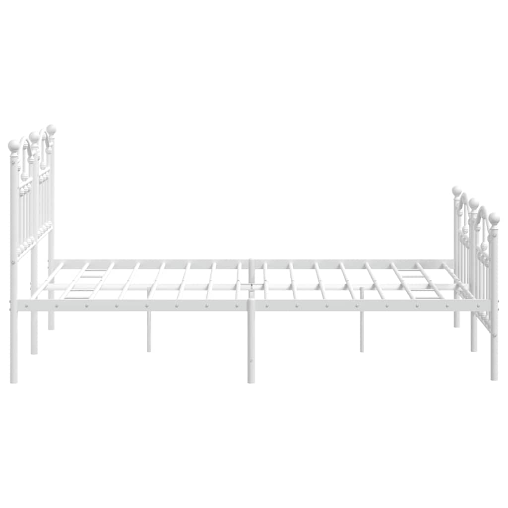 vidaXL Metalowa rama łóżka z wezgłowiem i zanóżkiem, biała, 150x200 cm