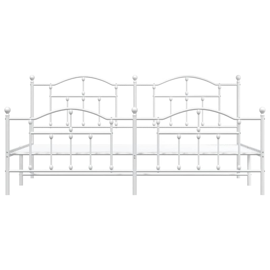 vidaXL Metalowa rama łóżka z wezgłowiem i zanóżkiem, biała, 200x200 cm