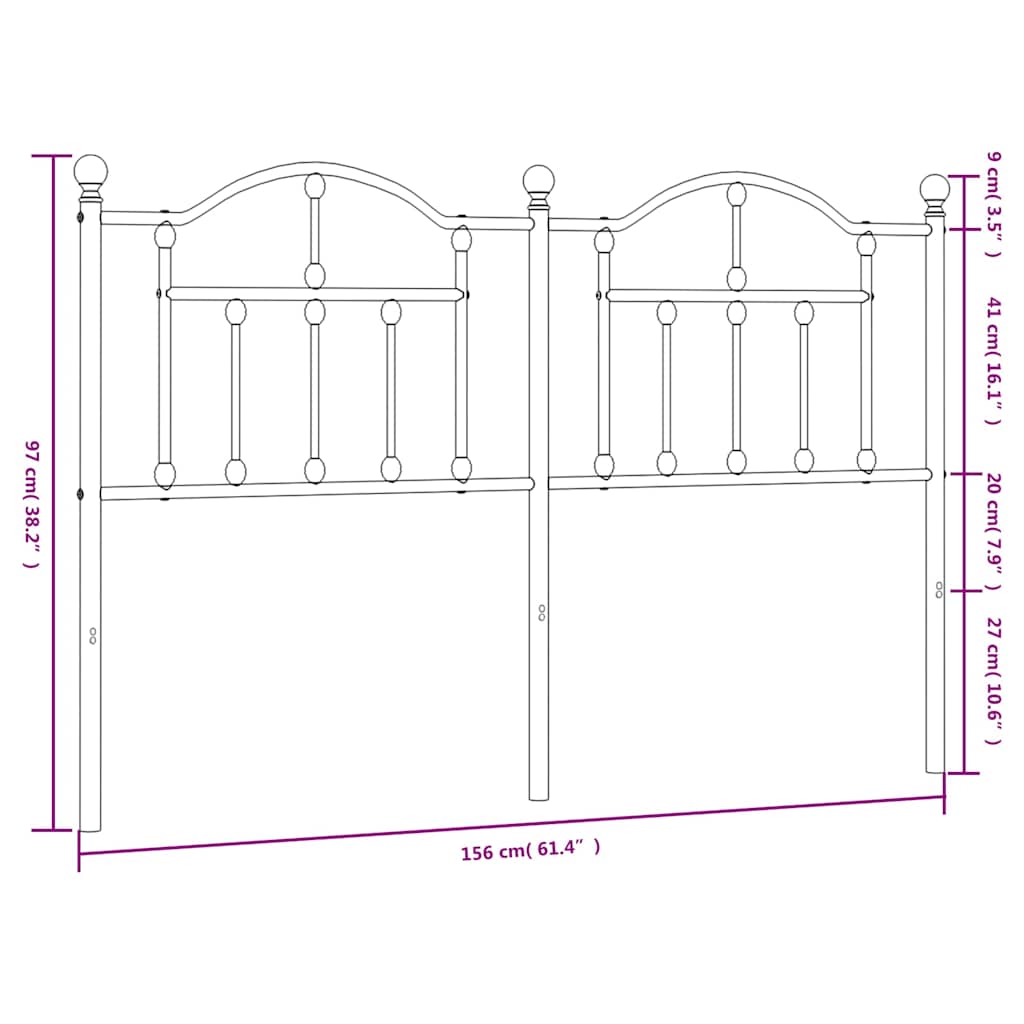 vidaXL Metalowe wymienne wezgłowie, białe, 150 cm