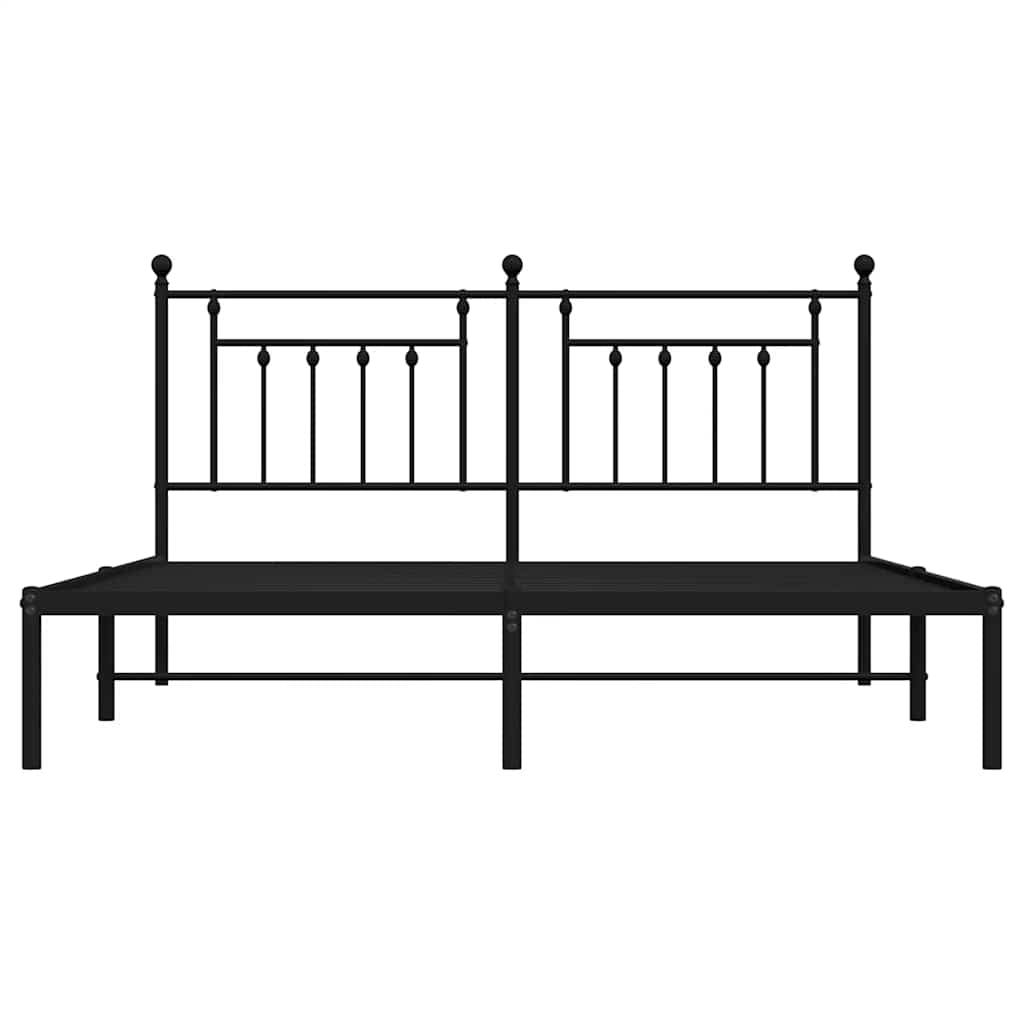 vidaXL Metalowa rama łóżka z wezgłowiem, czarna, 183x213 cm