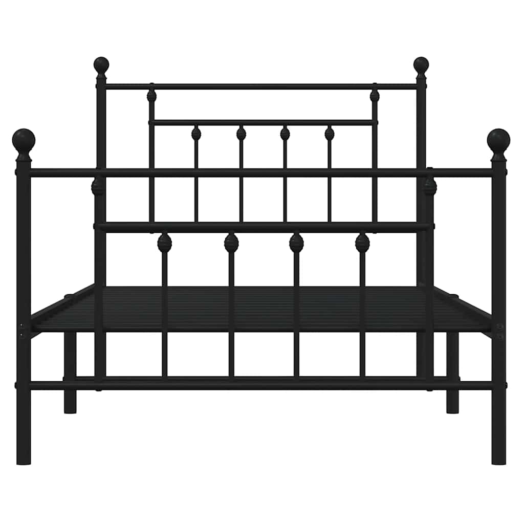 vidaXL Metalowa rama łóżka z wezgłowiem i zanóżkiem, czarna, 100x190cm