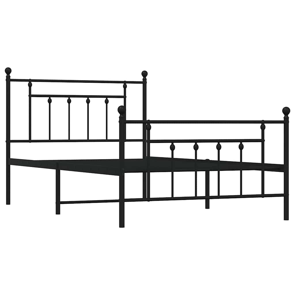 vidaXL Metalowa rama łóżka z wezgłowiem i zanóżkiem, czarna, 100x200cm